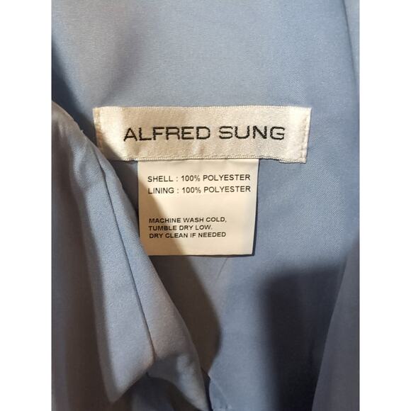 Alfred Sung Pleated Midi Light Ice Blue Fit Flare sleeveless Dress Pockets Sz 14 - Picture 4 of 12